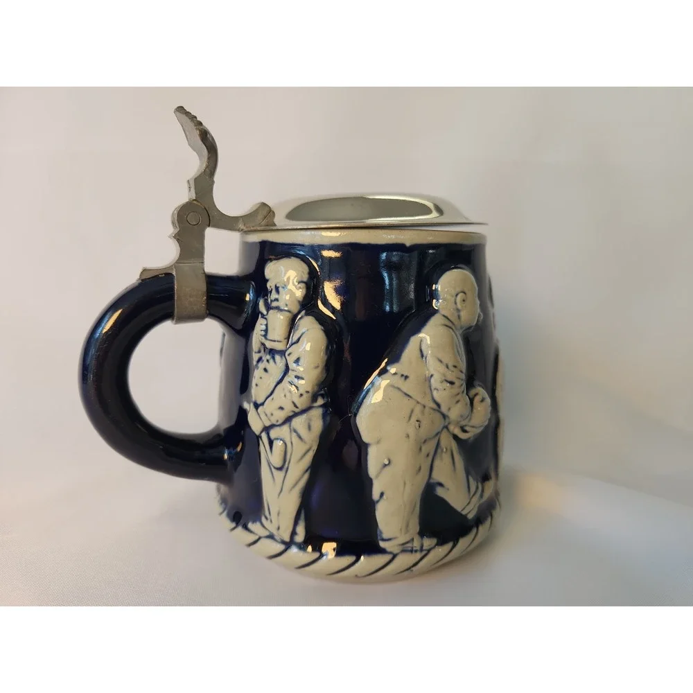 VTG 1930s Marzi Remy German Beer Stein 2789 Bowling Kegel Gut Holz Pewter Lid